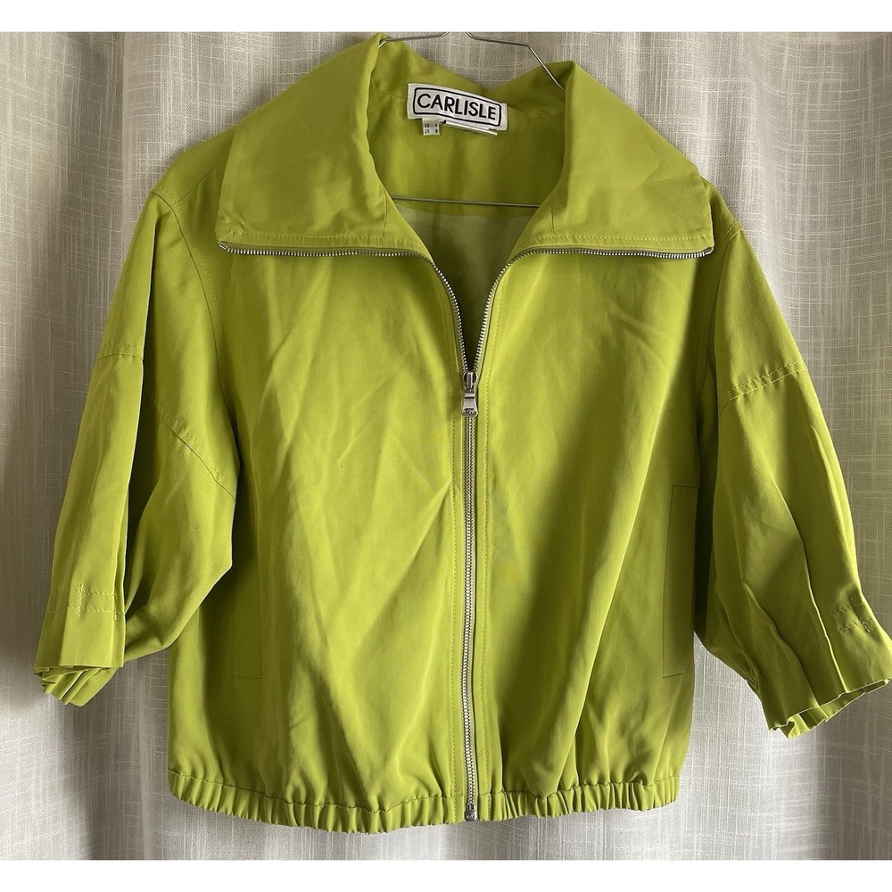 Carlisle Women's Sz. 4 Zip Jacket, Chartreuse, Lined/Elastic Hem, Back Pleats